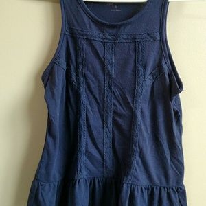 Navy tank with lace details